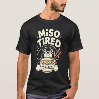 Miso Fatigué T-Shirt Drôle de Chien Ramen, Mignon 