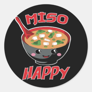 Miso Happy Funny Food Kawaii Runder Aufkleber