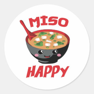Miso Happy Funny Food Kawaii Runder Aufkleber