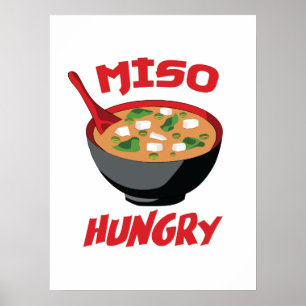 Miso Hungry Funny Food Kawaii Poster