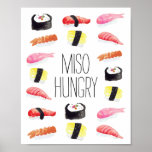 Miso Hungry Poster<br><div class="desc">Hand painted sushi and chopsticks pattern designed by Shelby Allison.</div>