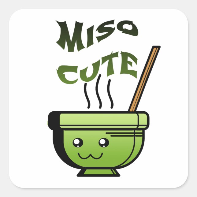 Miso Niedlich Quadratischer Aufkleber (Vorderseite)