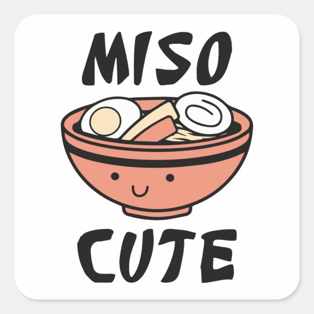 Miso Niedlich Quadratischer Aufkleber (Vorderseite)
