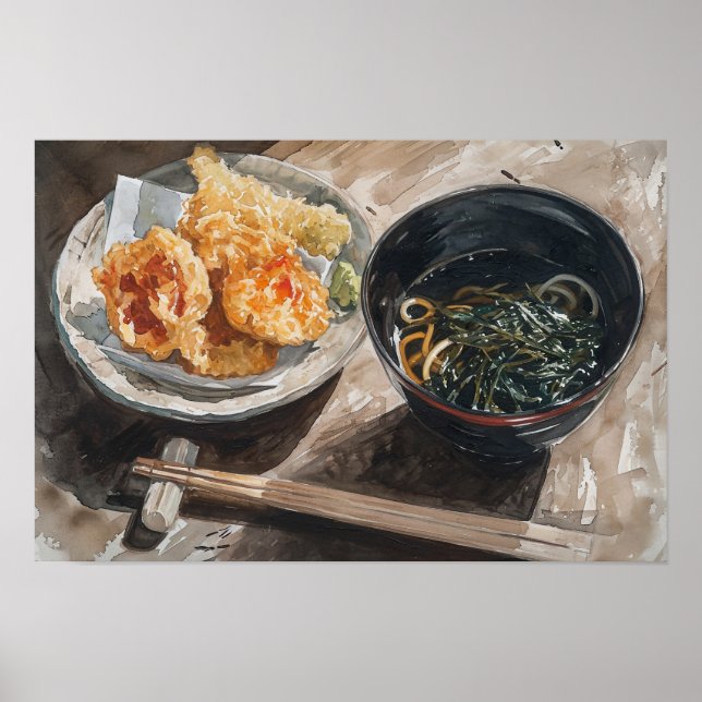 Miso-Suppe und Tempura Poster (Vorne)