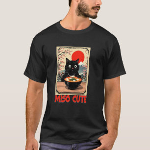 Miso Süße Schwarze Katze mit Suppe Japanisches Pos T-Shirt