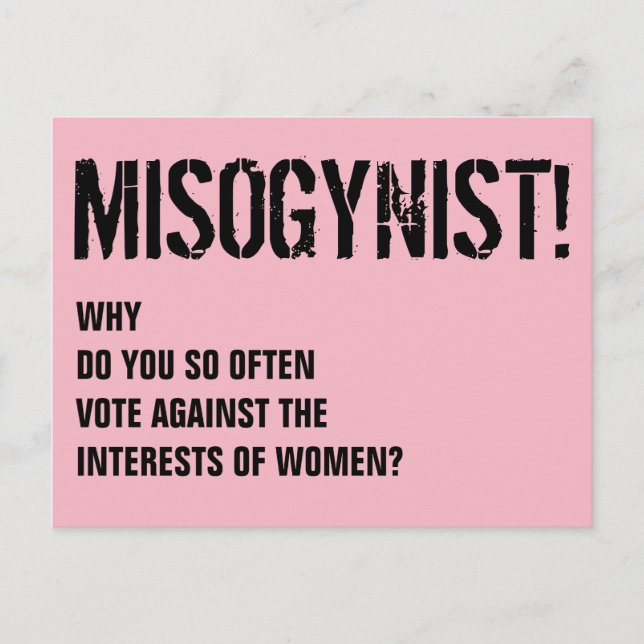 Misogynistische Stimmen gegen Frauen Postkarte (Vorderseite)