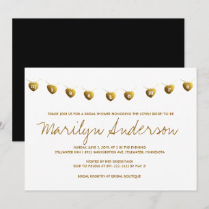 Miss À Mme Modern Gold Fête de l'mariée Invitation