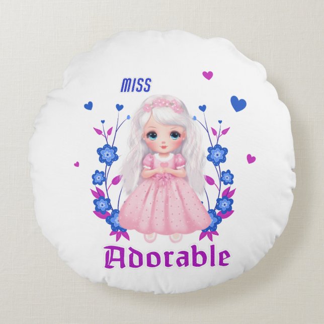 Miss adorable rundes kissen (Vorderseite)