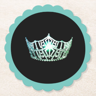 Miss America Aqua Crown Sclpd Paper Untersetzer