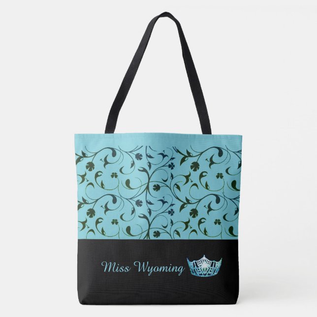 Miss America Aqua Crown Tote Beutel Grüne Blätter Tasche (Vorderseite)