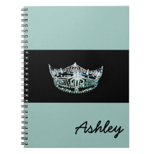 Miss America Aquamarin Crown Custom Aqua Notebook Notizblock