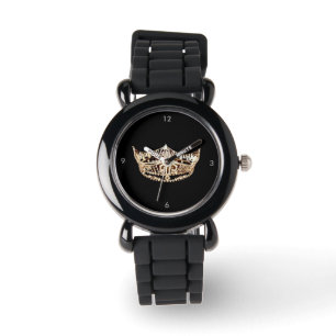 Miss America Art Crown Silver Glitzern Watch Armbanduhr