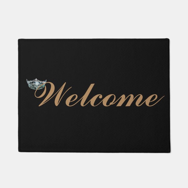 Miss America Art Crown Willkommen Custom Door Mat Fußmatte (Vorderseite)