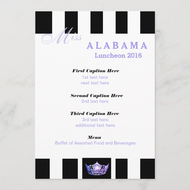Miss America Black Strip Luncheon Programmkarte Menükarte (Vorderseite)