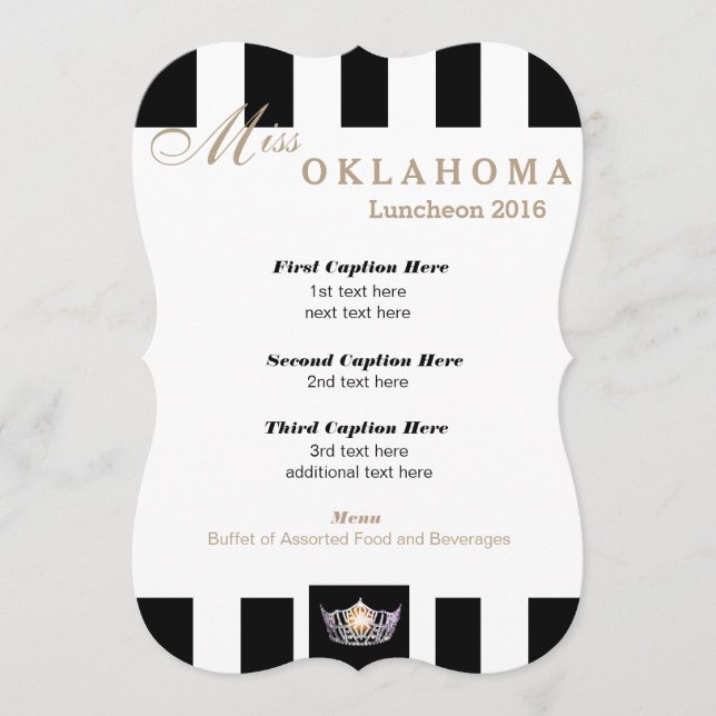 Miss America Black Strip Luncheon Programmkarte Menükarte (Vorderseite)