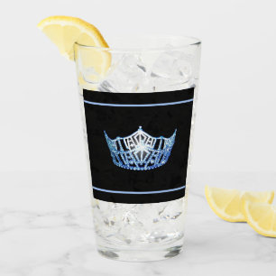 Miss America Blue Crown Glass Glas