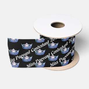 Miss America Blue Crown Satin Ribbon Satinband