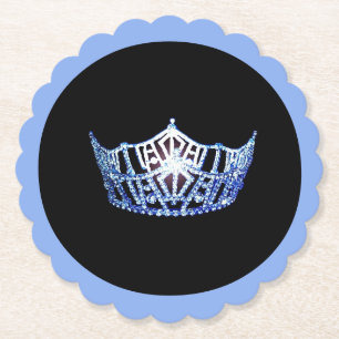 Miss America Blue Crown Scalloped Paper Untersetze Untersetzer