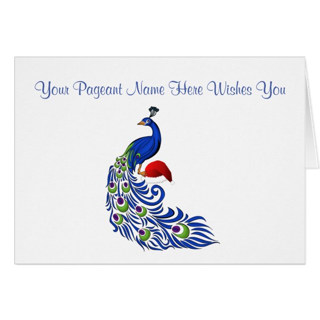 Miss America Christmas Card-Peacock Nom personnali (Devant horizontal)