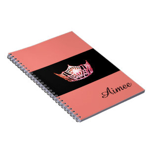 Miss America Coral Rose Crown Carnet Nom personnal