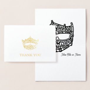 Miss America Crown Gold Foil Carte de remerciement