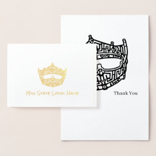 Miss America Crown Gold Foil Carte de remerciement