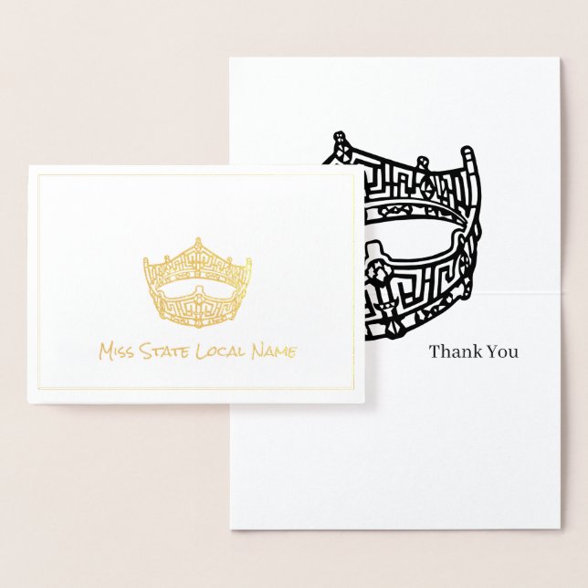 Miss America Crown Gold Foil Danke Karte (Anzeige)