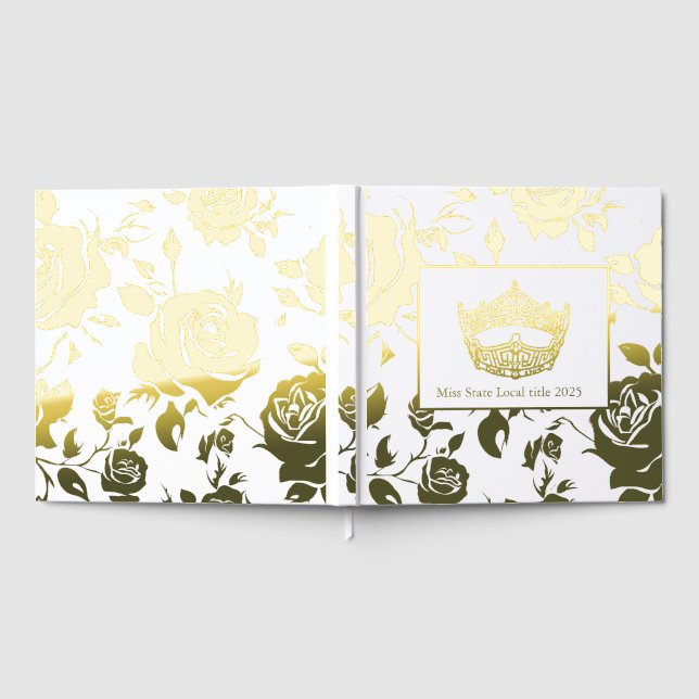 Miss America Crown Roses Gold Foil Scrapbook Gästebuch (Voll)