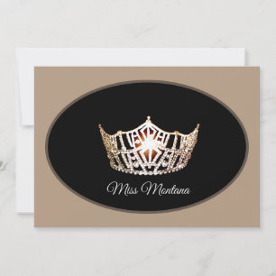 Miss America Flat Note Card Gold Crown/Beige Mitteilungskarte