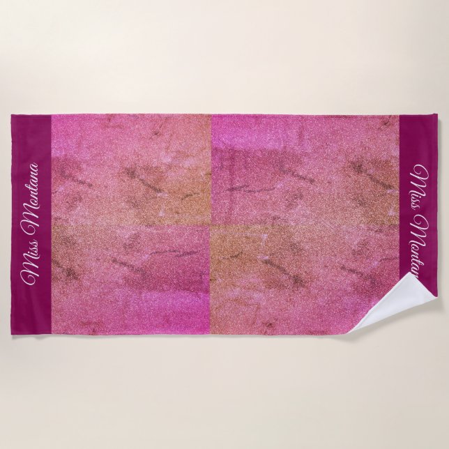 Miss America Glitzer Pageant Beach Handtuch (Vorderseite)