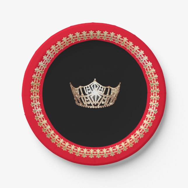 Miss America Gold Crown 7" Red Paper Teller (Vorderseite)