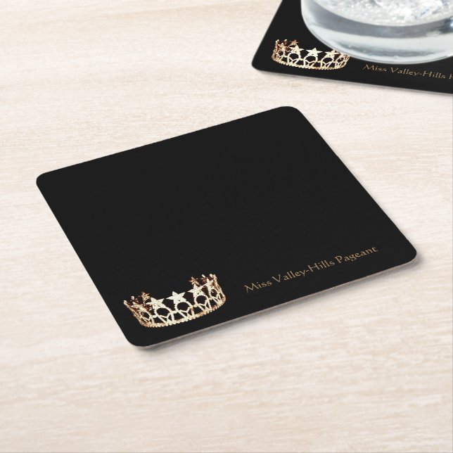 Miss America Gold Stars Crown Paper Untersetzer (angewinkelt)