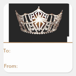Miss America Lt. Gold Crown Peel & Stick Geschenkt Quadratischer Aufkleber