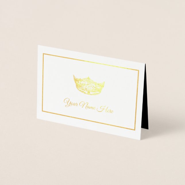 Miss America Name Platzkarte Gold Foiled Crown Folienkarte (Vorderseite)