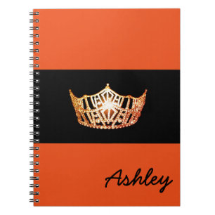 Miss America Orange Crown Notebook-Individuelle Na Notizblock