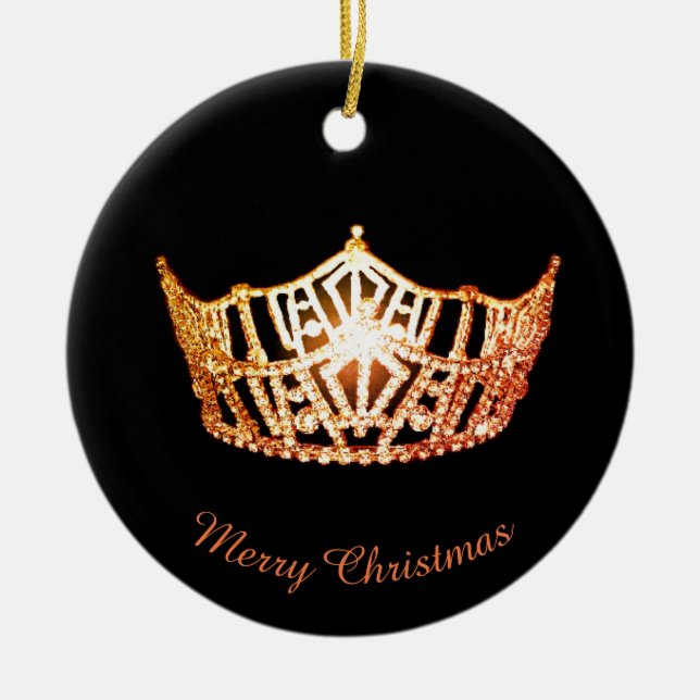 Miss America Orange Crown Round Ornament (Vorne)