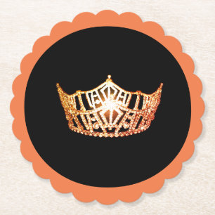 Miss America Orange Crown Sclpd Paper Untersetzer