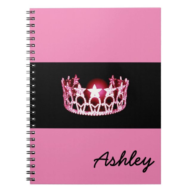 Miss America Pink Crown Notebook Individuelle Name Notizblock (Vorderseite)