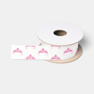 Miss America Pink Tiara Crown Satin Ribbon Satinband