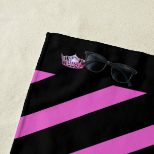 Miss America Raspberry Stripe Crown Beach Handtuch