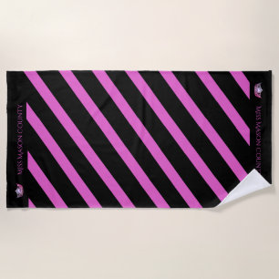 Miss America Raspberry Stripe Crown Beach Handtuch