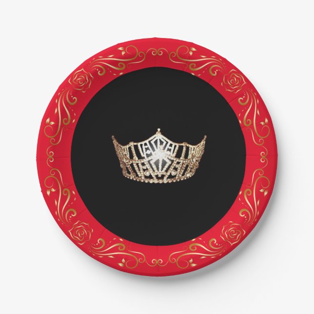 Miss America Red Gold Crown 7" Paper Teller (Vorderseite)