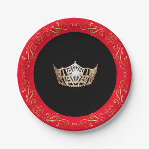 Miss America Red Gold Crown 7" Teller