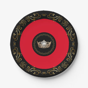 Miss America Red Gold Crown 7" Teller