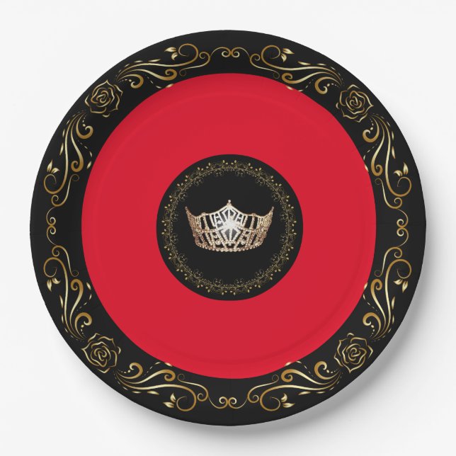 Miss America Red Gold Crown 9" Teller (Vorderseite)
