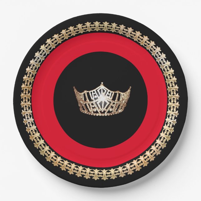 Miss America Red Gold Crown 9" Teller (Vorderseite)