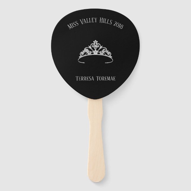 Miss America Rodeo Silver Crown Tiara Paddle Fan Fächer (Vorderseite)
