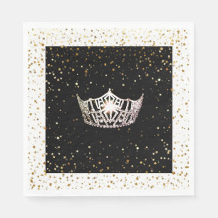 Miss America Silver Crown Gold Stars Paper Napkin Serviette
