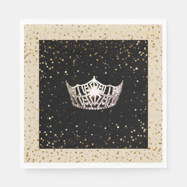 Miss America Silver Crown Gold Stars Paper Napkin Serviette (Vorderseite)