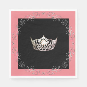 Miss America Silver Crown Luncheon Paper Napkin Serviette